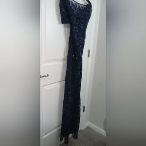 JS Collections Sequin Blue Maxi Gown